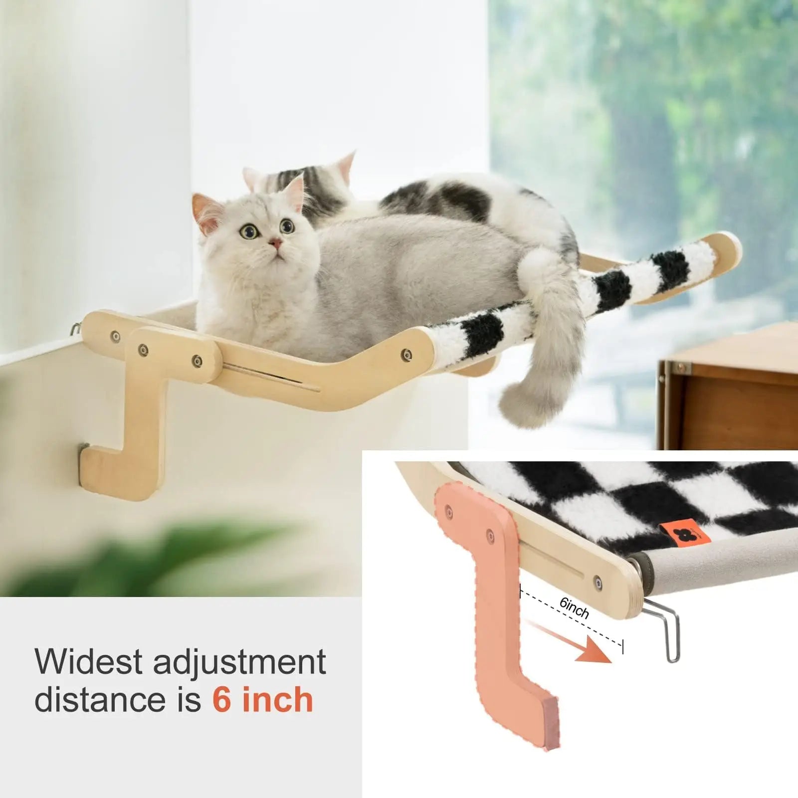 MEWOOFUN Cat Window Perch Lounge Mount Hammock Window Seat Bed Shelves for Indoor Cats No Drilling No Suction Cup