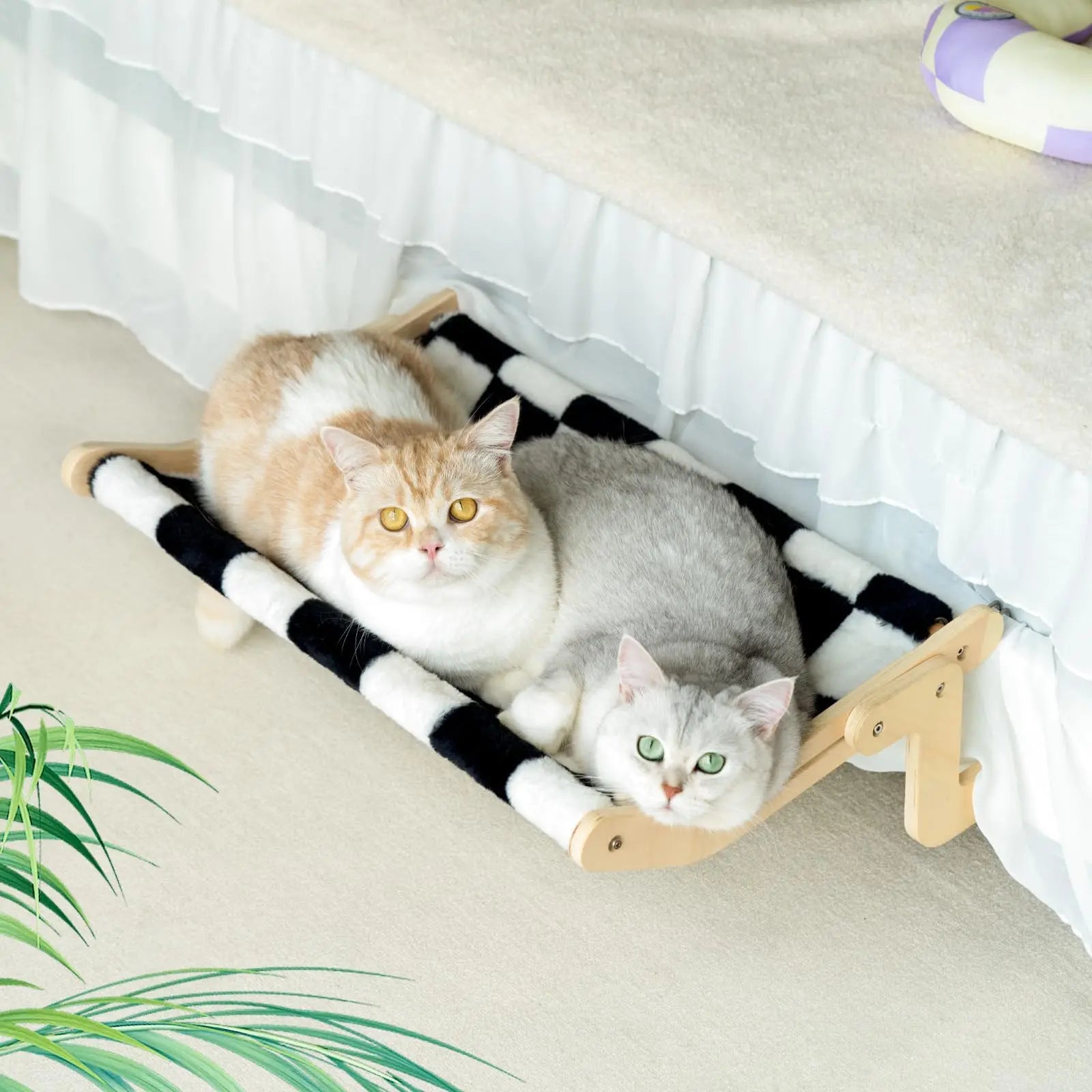 MEWOOFUN Cat Window Perch Lounge Mount Hammock Window Seat Bed Shelves for Indoor Cats No Drilling No Suction Cup