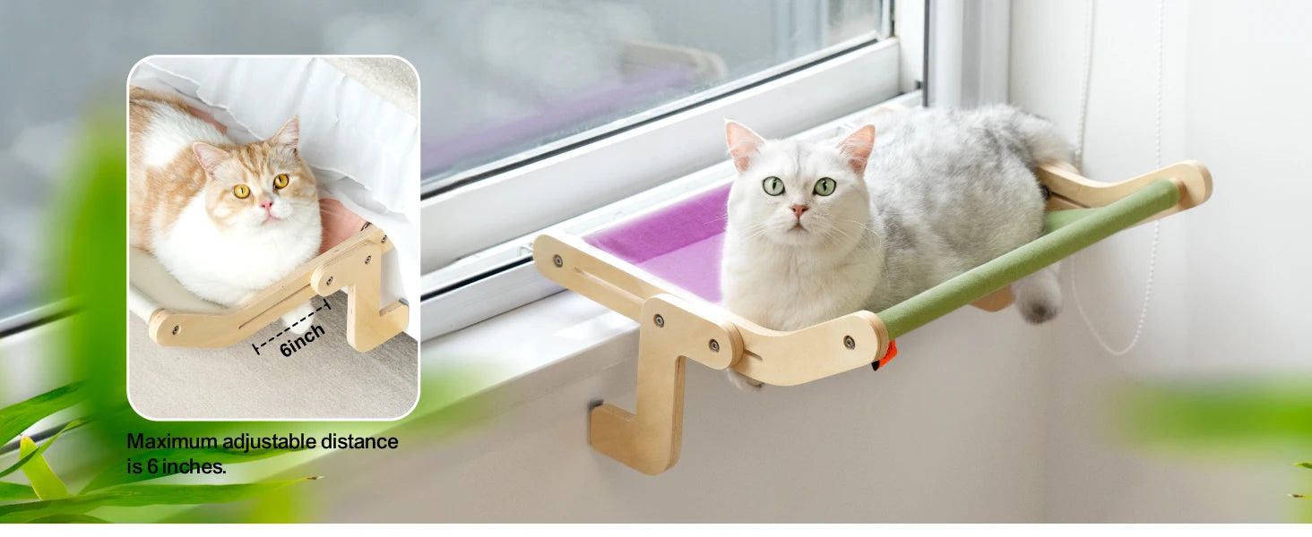 MEWOOFUN Cat Window Perch Lounge Mount Hammock Window Seat Bed Shelves for Indoor Cats No Drilling No Suction Cup