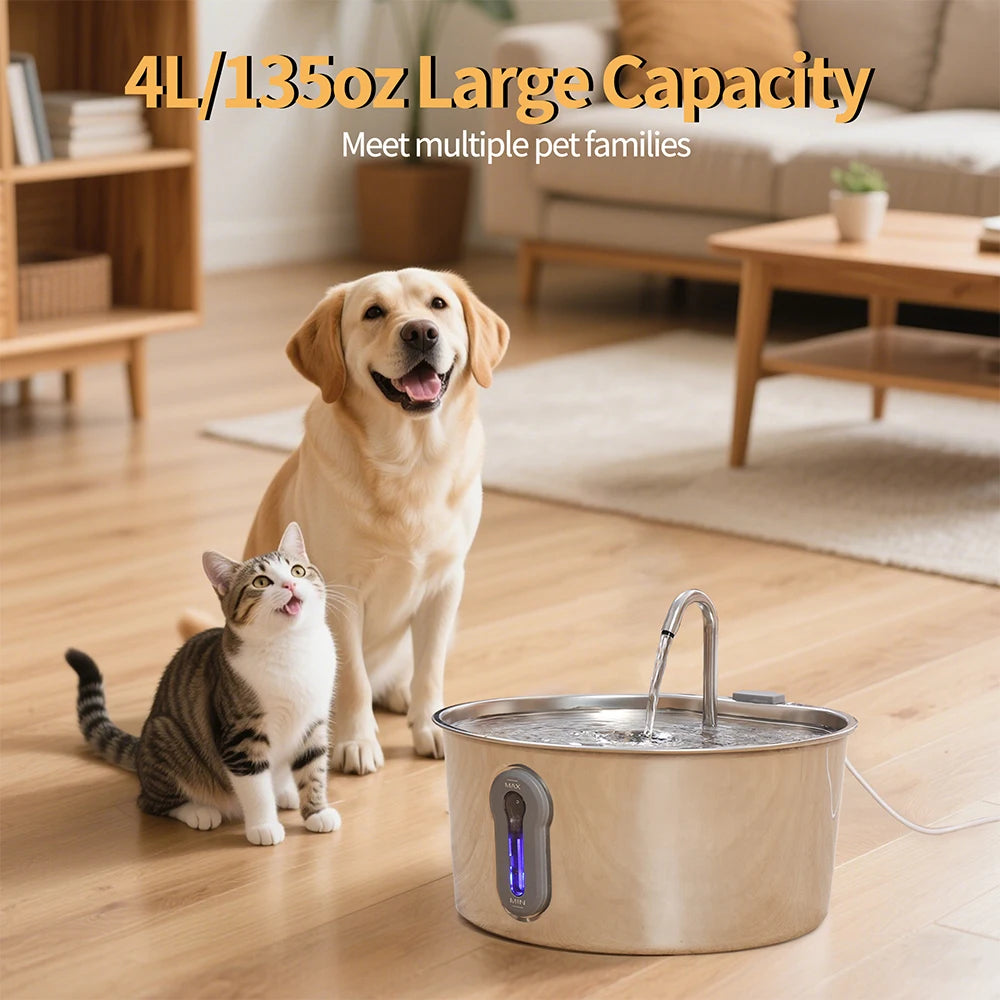 4L Automatic Cat Water Fountain,Intelligent Pet Water Dispenser With Filter,Drinking Fountain For Cat Dog,Ultra Quiet Water Pump