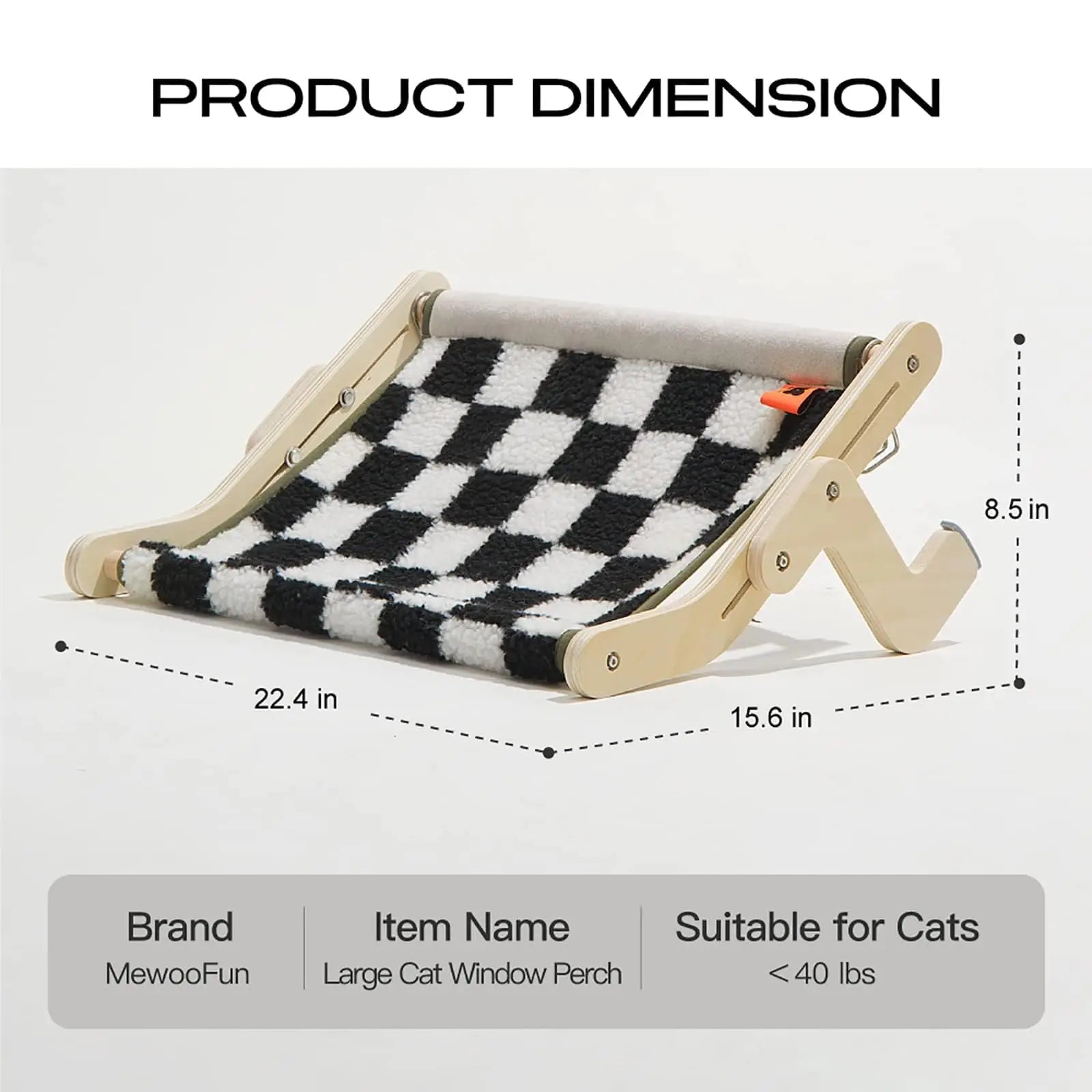 MEWOOFUN Cat Window Perch Lounge Mount Hammock Window Seat Bed Shelves for Indoor Cats No Drilling No Suction Cup