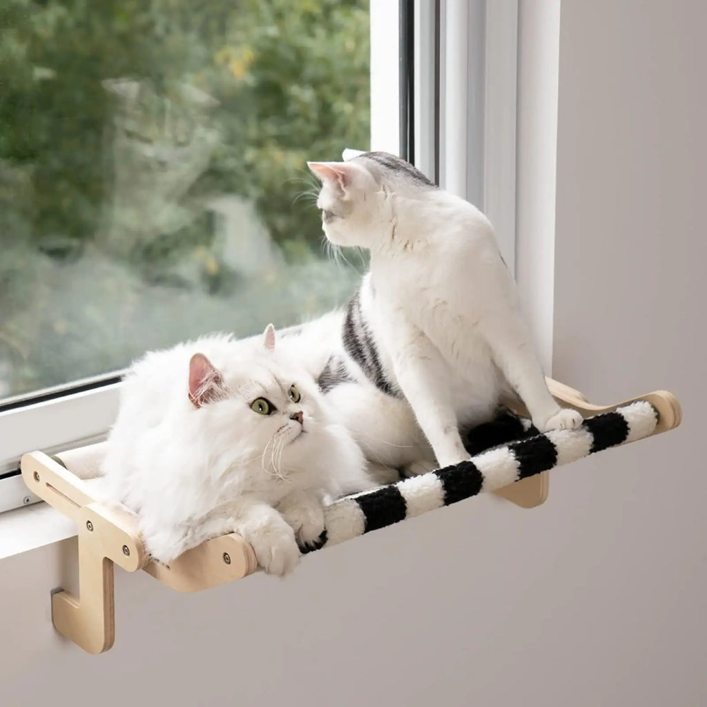 MEWOOFUN Cat Window Perch Lounge Mount Hammock Window Seat Bed Shelves for Indoor Cats No Drilling No Suction Cup