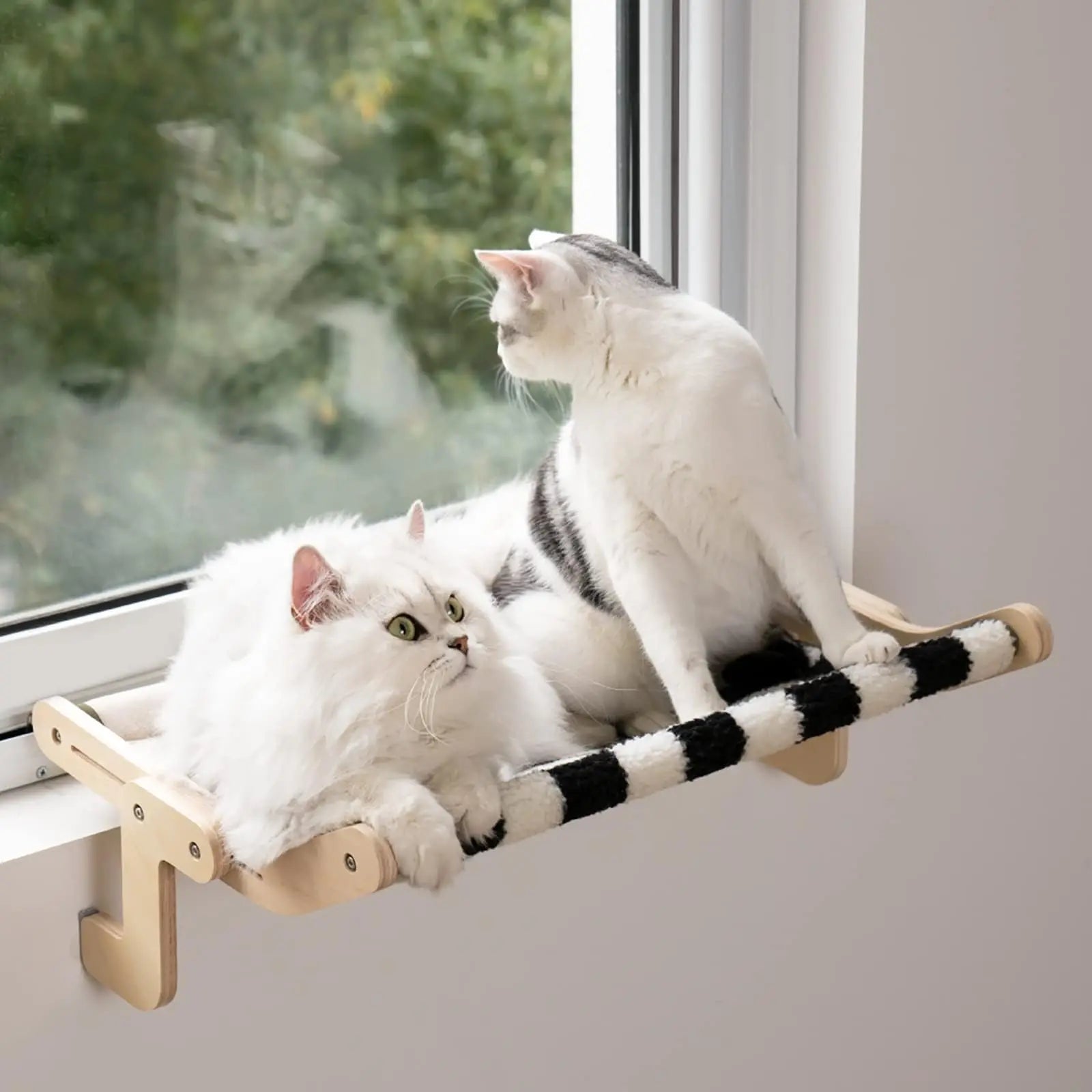 MEWOOFUN Cat Window Perch Lounge Mount Hammock Window Seat Bed Shelves for Indoor Cats No Drilling No Suction Cup